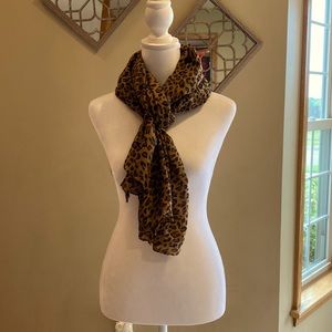 Long and wide, lightweight, leopard print scarf.